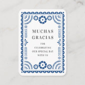 Kleurrijke Blue Papel Picado bruiloft gunst Label Informatiekaartje (Achterkant)