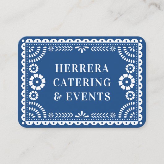 Kleurrijke Blue Papel Picado Catering Event Stylis Visitekaartje (Voorkant)
