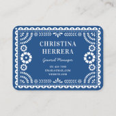 Kleurrijke Blue Papel Picado Catering Event Stylis Visitekaartje (Achterkant)