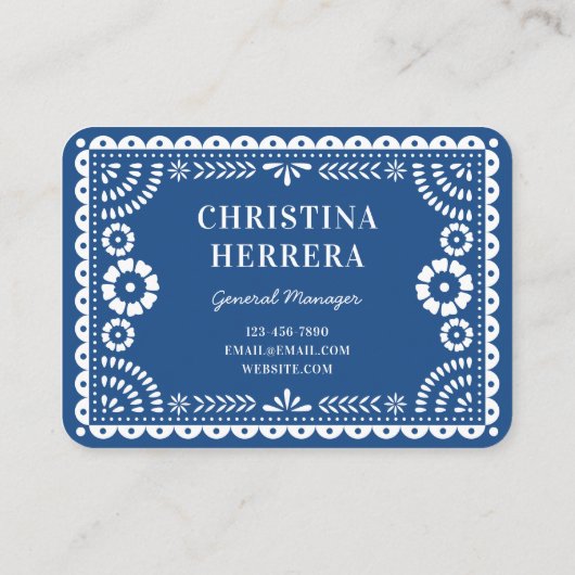 Kleurrijke Blue Papel Picado Catering Event Stylis Visitekaartje (Achterkant)