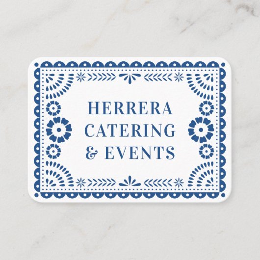 Kleurrijke Blue Papel Picado Catering Event Stylis Visitekaartje (Voorkant)