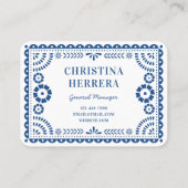 Kleurrijke Blue Papel Picado Catering Event Stylis Visitekaartje (Achterkant)