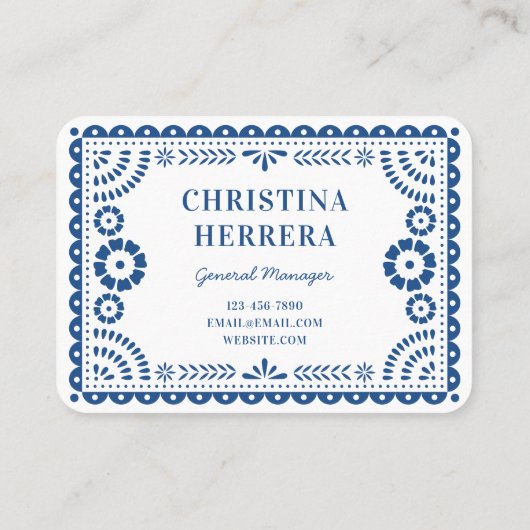 Kleurrijke Blue Papel Picado Catering Event Stylis Visitekaartje (Achterkant)