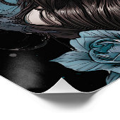 Kleurrijke Blue Sugar Skull dame gedaan in roze. Perfect Poster (Hoek)