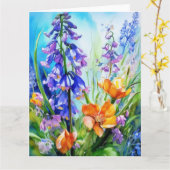 Kleurrijke Bluebell Flowers Kaart (Gele Bloem)