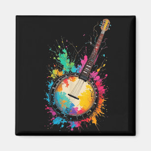 Kleurrijke bluegrass banjo kleurspatten muziek lie magneet