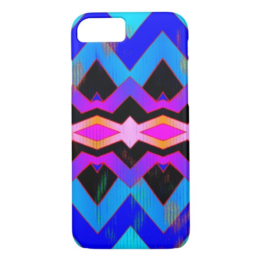 Kleurrijke Blues Purples Magenta Geometrisch Patro Case-Mate iPhone Case (Achterkant)