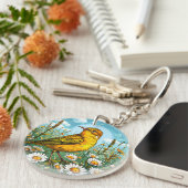 Kleurrijke Blyth's rietzanger vogel Sleutelhanger (Voorkant Rechts)