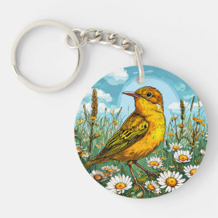 Kleurrijke Blyth's rietzanger vogel Sleutelhanger
