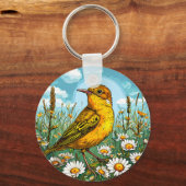 Kleurrijke Blyth's rietzanger vogel Sleutelhanger (Achterkant)