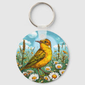 Kleurrijke Blyth's rietzanger vogel Sleutelhanger (Achterkant)