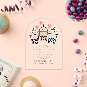 Kleurrijke Boba Bubble Tea Feest Meisje 1e Verjaar Acryl Uitnodigingen