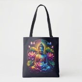 Kleurrijke Boeddha met Lotus bloemen Tote Bag (Voorkant)