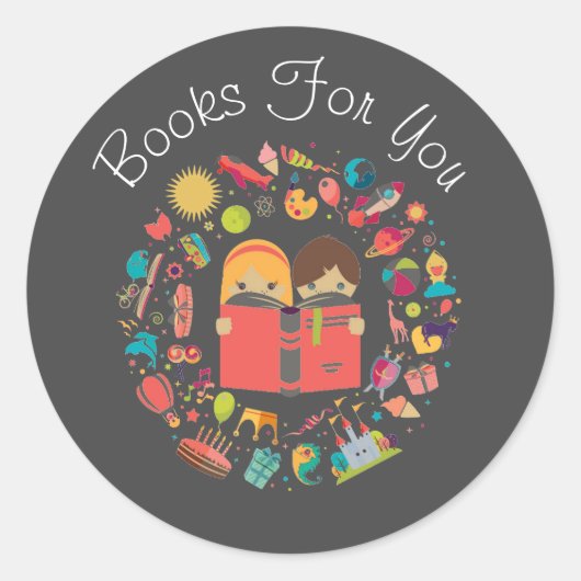 Kleurrijke boeken, design book business branding ronde sticker (Voorkant)