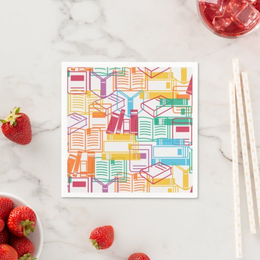 Kleurrijke boeken multomappen patroon servetten (Insitu)