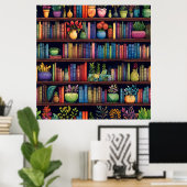 Kleurrijke Boekenplank Muur Poster Print (Thuiskantoor)