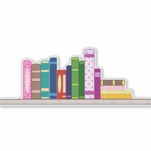 Kleurrijke boekenplank Sticker (Voorkant)