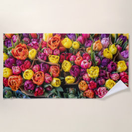 Kleurrijke Boeket Bloemen Fotografie Strandhanddoe Strandlaken