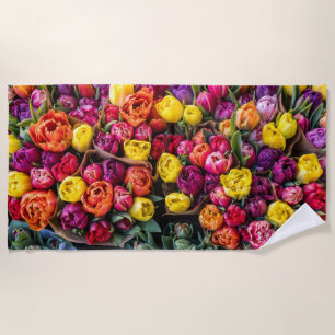 Kleurrijke Boeket Bloemen Fotografie Strandhanddoe Strandlaken