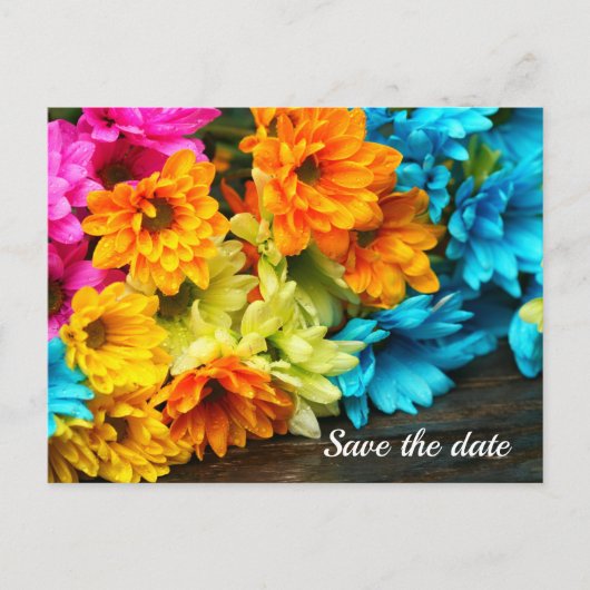 Kleurrijke Boeket Save The Date Briefkaart (Voorkant)