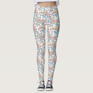 Kleurrijke boeketten retro bloemen op wit leggings