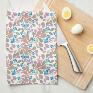 Kleurrijke boeketten van retro bloemen op wit theedoek