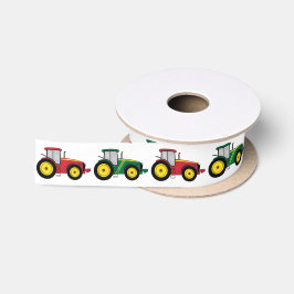 Kleurrijke Boer Tractors Kids Verjaardagstaart Satijnen Lint