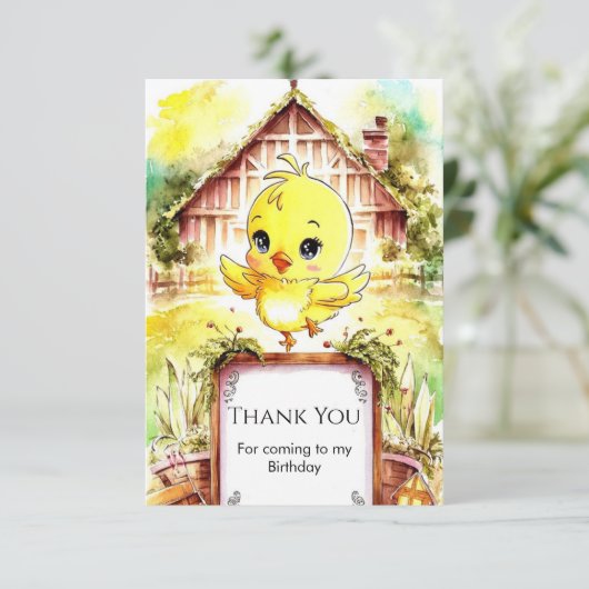 Kleurrijke Boerderij Chicken Birthday Bedankkaart (Staand voorkant)