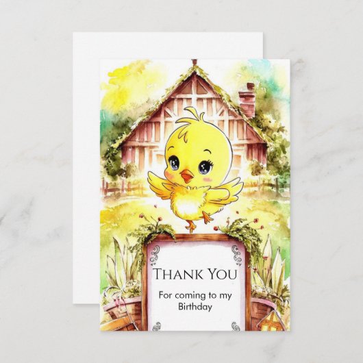 Kleurrijke Boerderij Chicken Birthday Bedankkaart (Voorkant / Achterkant)