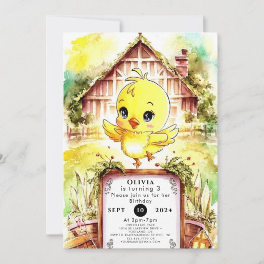 Kleurrijke Boerderij Chicken Birthday Kaart (Voorkant)