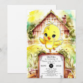 Kleurrijke Boerderij Chicken Birthday Kaart (Voorkant / Achterkant)