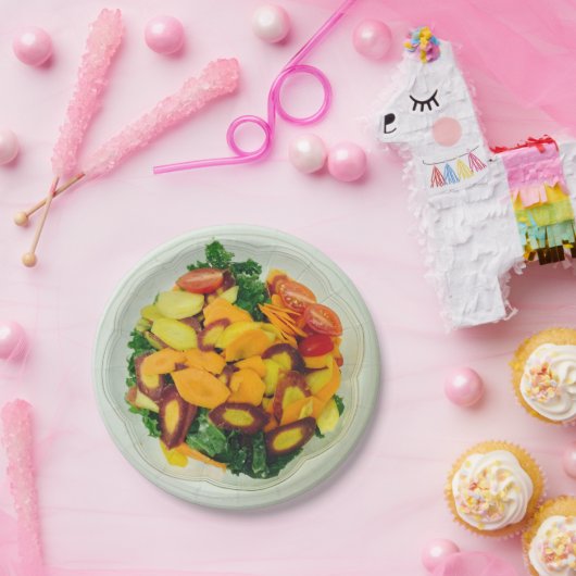 Kleurrijke boerenkool salade 4Gail Papieren Bordje (Feest)