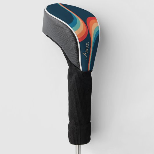 Kleurrijke bogen in retro-stijl golfheadcover (Schuin)