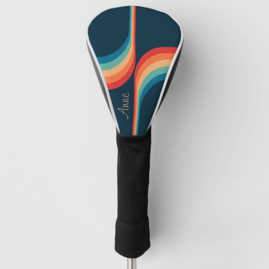 Kleurrijke bogen in retro-stijl golfheadcover (Voorkant)