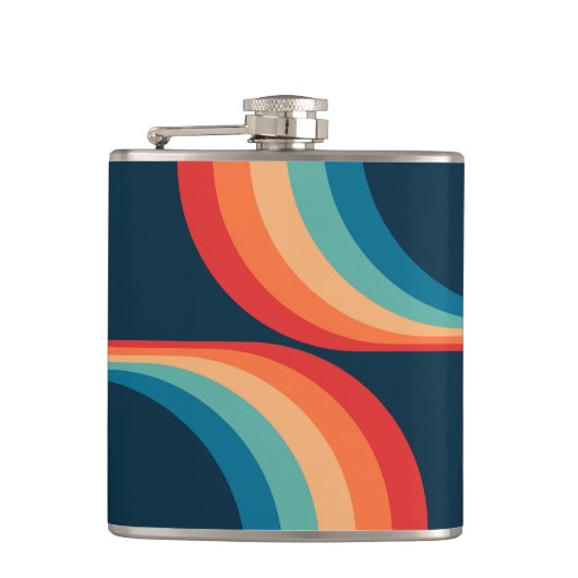 Kleurrijke bogen in retro-stijl heupfles (Voorkant)