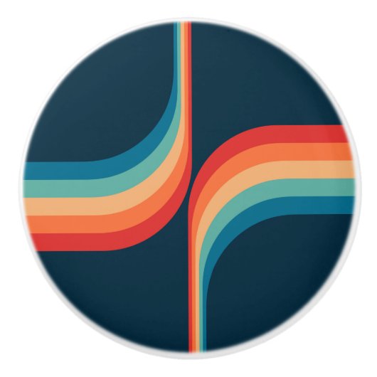 Kleurrijke bogen in retro-stijl keramische knop (Voorkant)