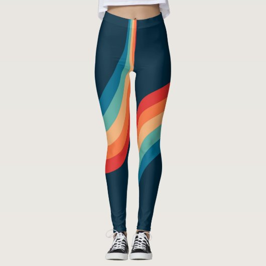 Kleurrijke bogen in retro-stijl leggings (Voorkant)