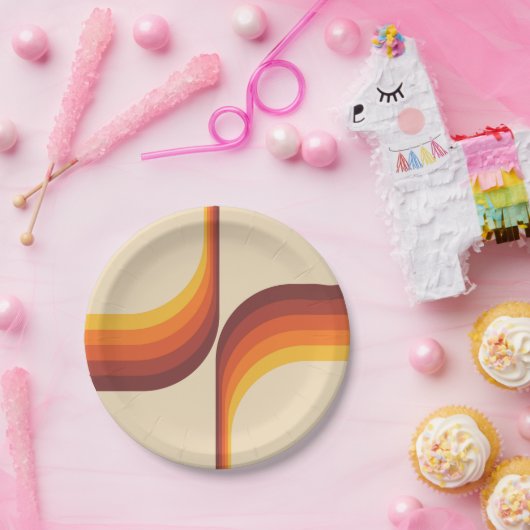 Kleurrijke bogen in retro-stijl papieren bordje (Feest)