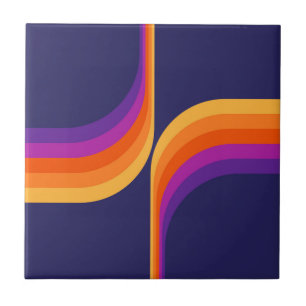 Kleurrijke bogen in retro-stijl tegeltje