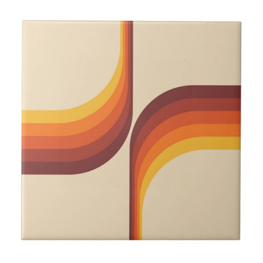 Kleurrijke bogen in retro-stijl tegeltje (Voorkant)