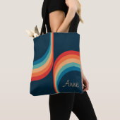 Kleurrijke bogen in retro-stijl tote bag (Dichtbij)