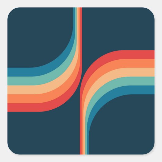 Kleurrijke bogen in retro-stijl vierkante sticker (Voorkant)