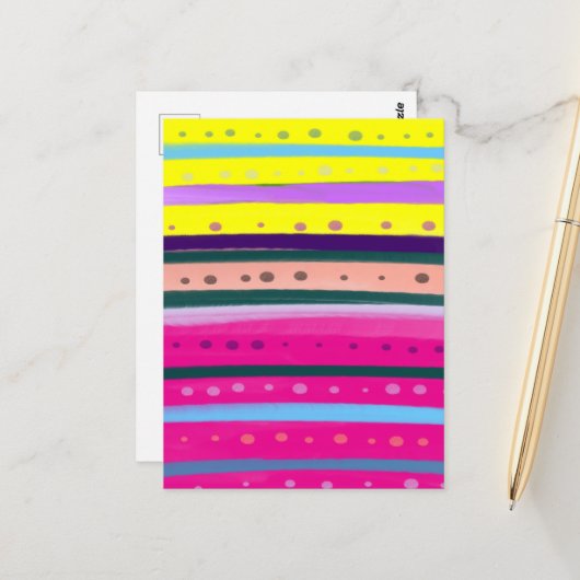 kleurrijke Boheemse Abstracte kunst Briefkaart (Voorkant / Achterkant in situ)