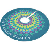 Kleurrijke Boheemse Bloem met blauw en groen Kerstboom Rok (Gekanteld)