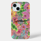 Kleurrijke Boheemse Bloemen | Naam en Initiaal Case-Mate iPhone Case (Achterkant)