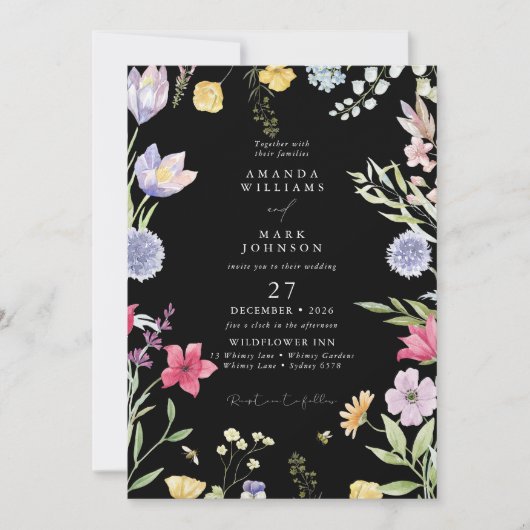 Kleurrijke Boheemse lente botanische tuin bruiloft Kaart (Voorkant)