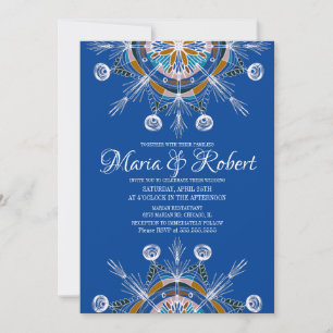 Kleurrijke Boheemse Mandala Blauwe Boho Bruiloft Kaart