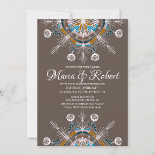 Kleurrijke Boheemse Mandala Bruine Boho Bruiloft Kaart
