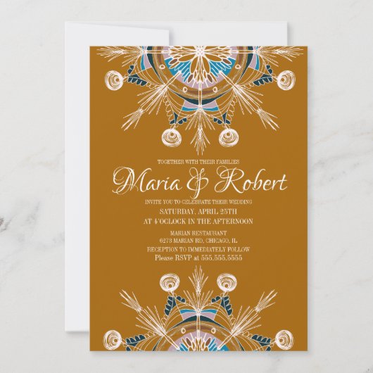 Kleurrijke Boheemse Mandala Mosterd Boho Bruiloft Kaart (Voorkant)