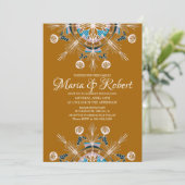 Kleurrijke Boheemse Mandala Mosterd Boho Bruiloft Kaart (Staand voorkant)